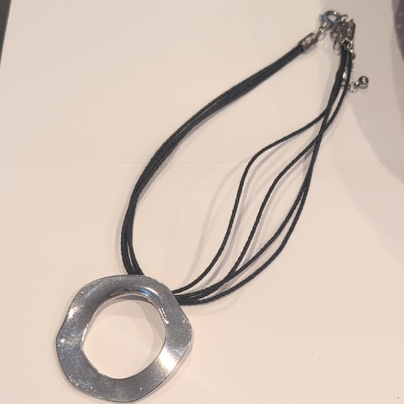 Jewelry - Silver Pendant Necklace with Black Cord